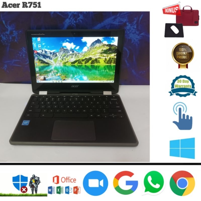 Laptop Acer R751 Intel N3450 Ram 4gb SSD 32+128gb Windows 10 - Touchscreen