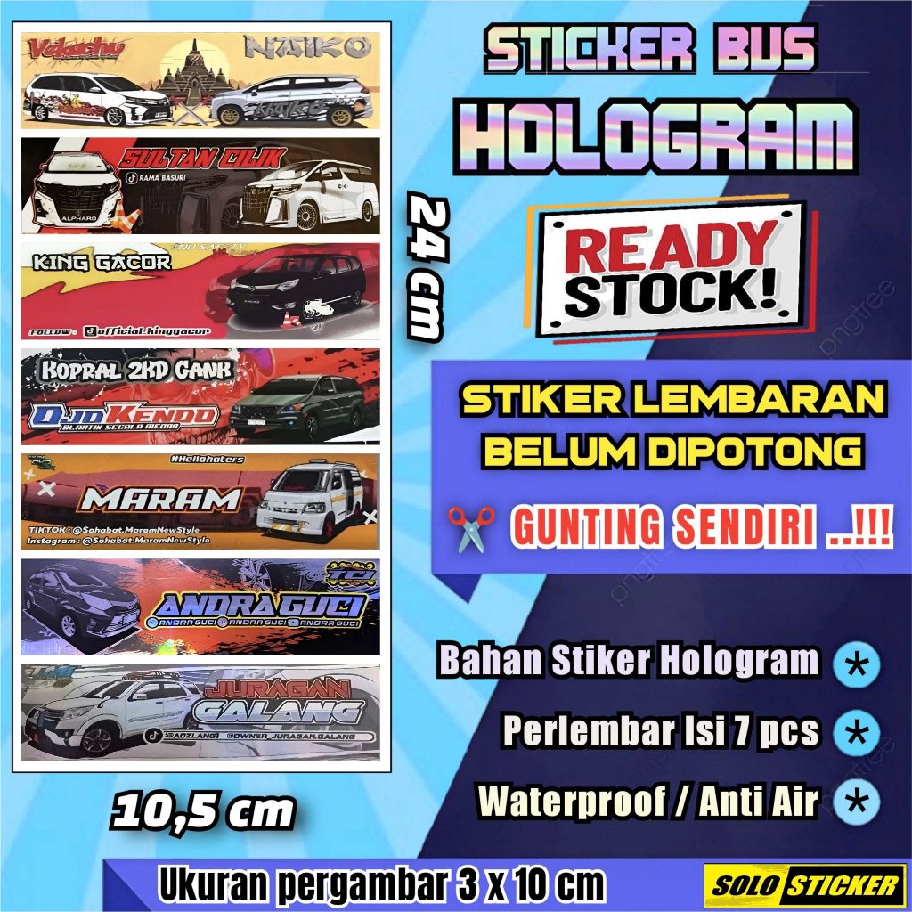 

Stiker TCI Sticker Mobil Basuri Hologram Lembaran Isi 7pc Naiko Andra Guci King Gacor Sultan Cilik