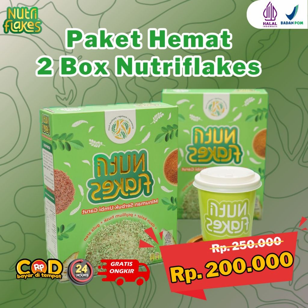 

PAKET 2 BOX NUTRIFLAKES - NUTRIFLAKES ORIGINAL SEREAL UMBI GARUT SOLUSI UNTUK MENGATASI ASAM LAMBUNG