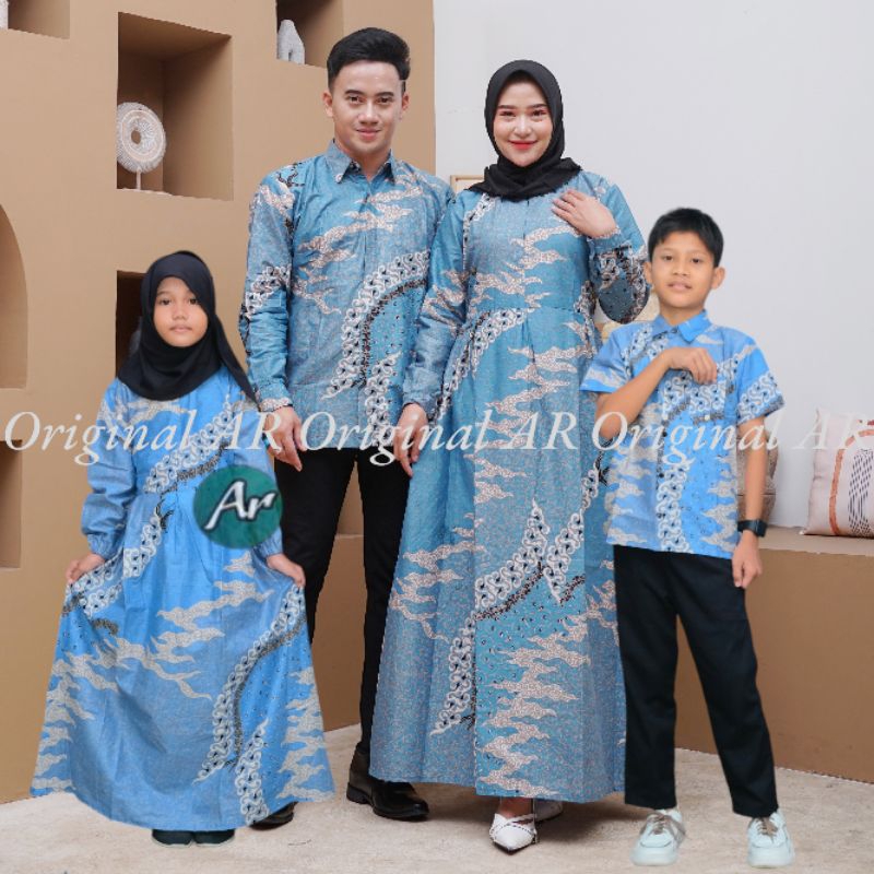 Sarimbit Couple Keluarga Batik DENIM Size Kecil Sampai Jumbo ld 140 ld150