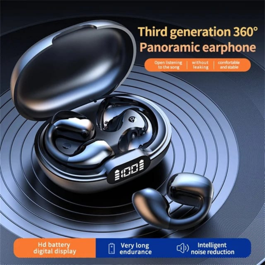 D101 Earclip TWS Bluetooth Earphone Wireless Digital Display Touch Sport Games High Frequency Bass