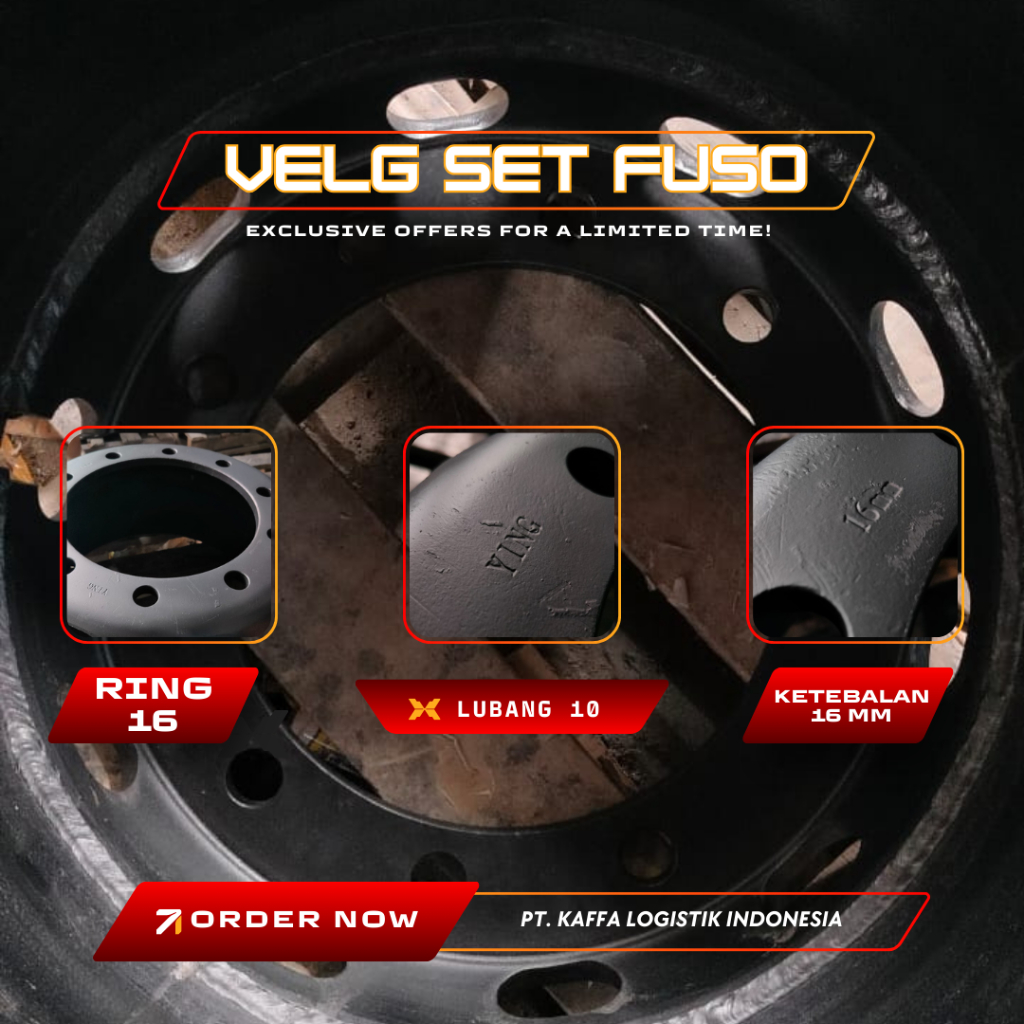 VELG FUSO/HINO RING 20 LUBANG 10 TEBAL 16MM LUBANG ANGIN OVAL