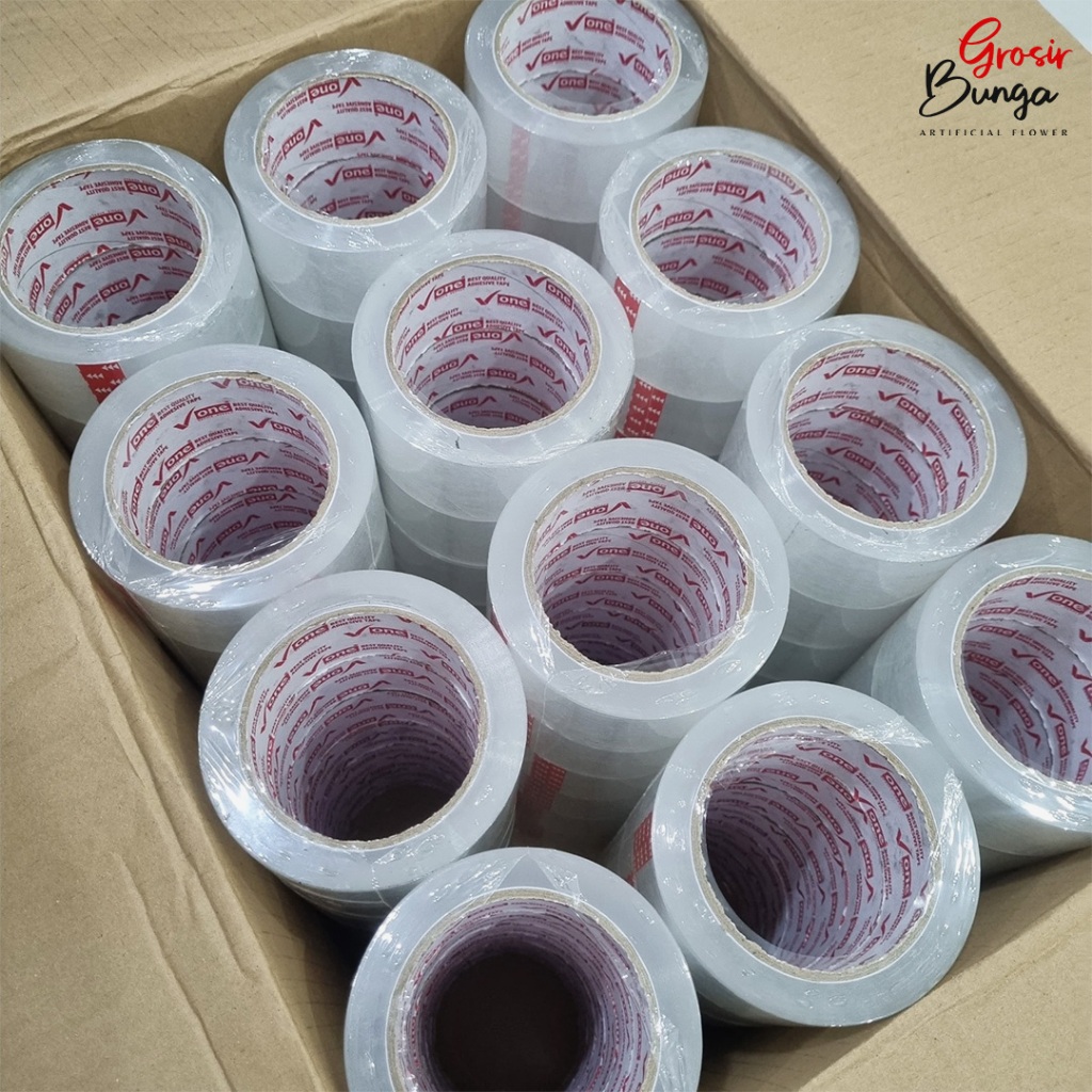 

Lakban Bening 90 Yard V One Isi 72 Roll - Lakban Solatip Isolatip Solasi Packing