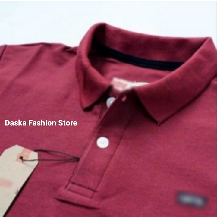 DFS - Kaos Kerah Pria Polo T-Shirt Lengan Pendek Kekinian Atasan Baju Kaos Pria Wanita MAROON M - XX