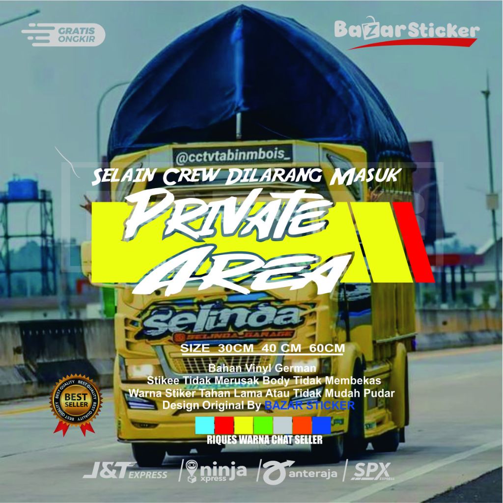 STIKER KACA MOBIL TRUK PICK UP PRIVAT AREA KACA SAMPING