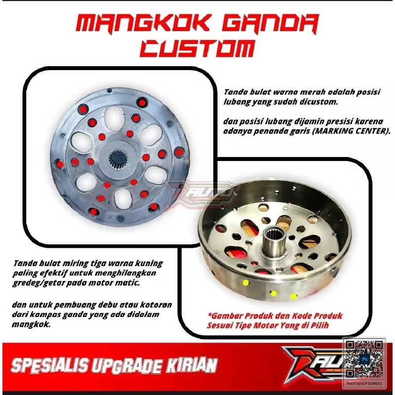 mangkok ganda CVT Custom Honda BEAT FI PNP BEAT FI 2016 2017 FGM ORI AHM