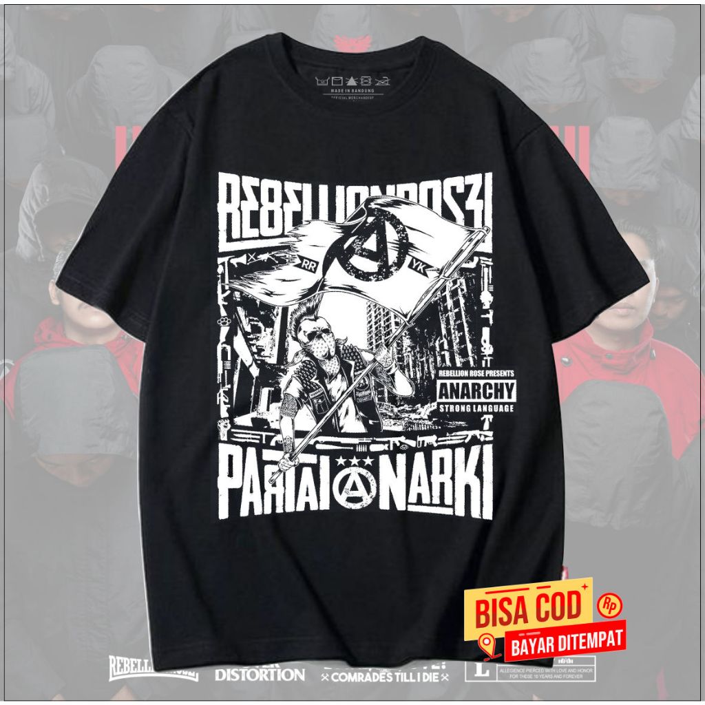 KAOS pendek pria band  REBELLIONROSE original distro - T-Shirt pendek  RebelionRose distro original 