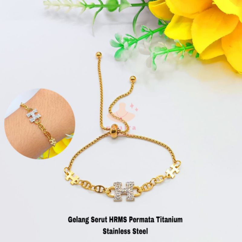 Gelang Serut Wanita - Gelang Titanium Wanita Serut - Gelang Serut Cewek Titanium - Gelang Serut Kore