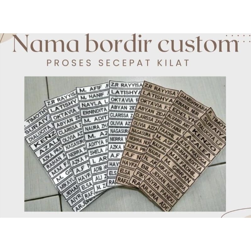 BORDIR CUSTOM NAME TAG SEKOLAH, PONDOK, INSTANSI(SEHARI JADI)
