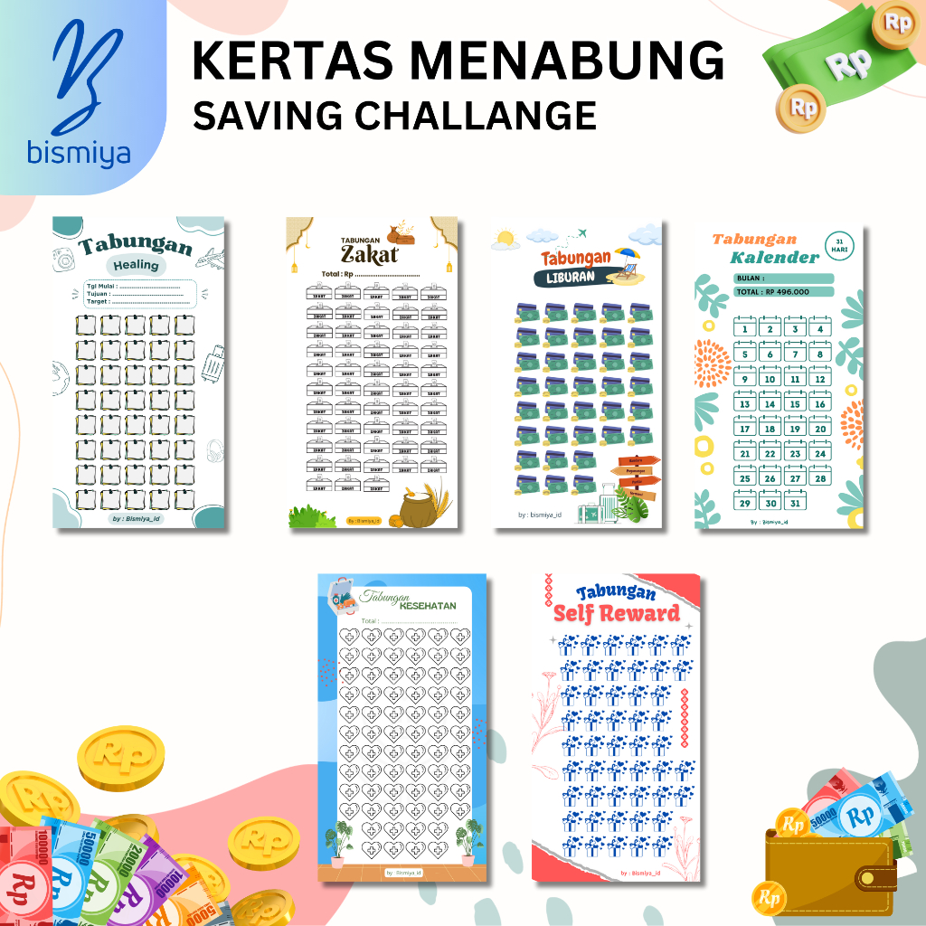 

SP refil kertas challenge kalender 12 lembar / binder keuangan viral
