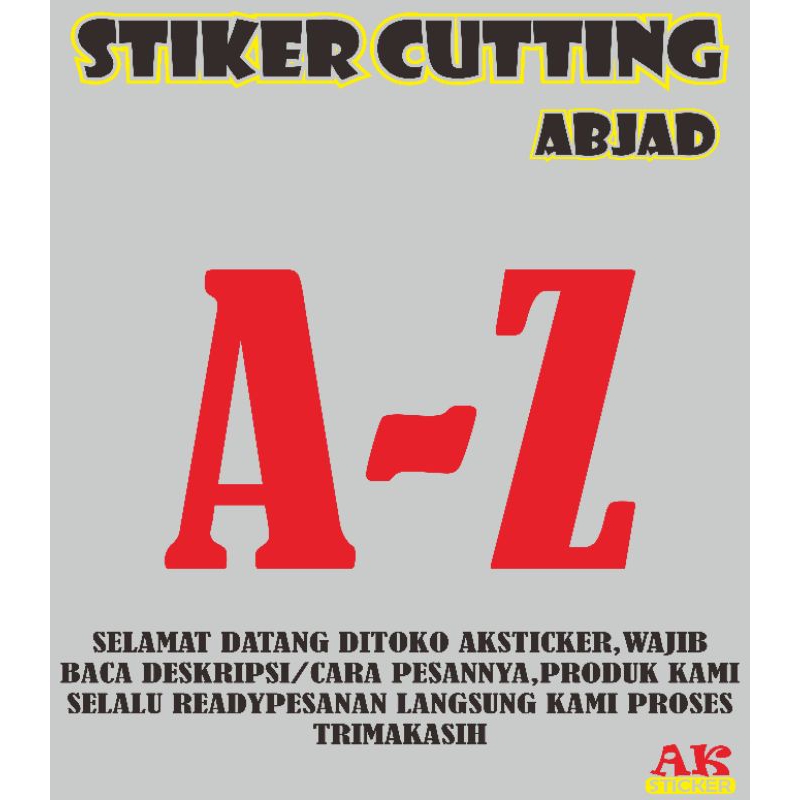 

Sticker cutting huruf / abjad dg tinggi 10CM