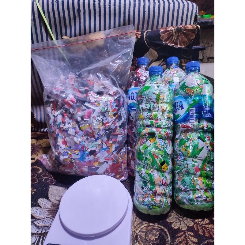 ecobrick botol aqua 1,5 L, 600gram