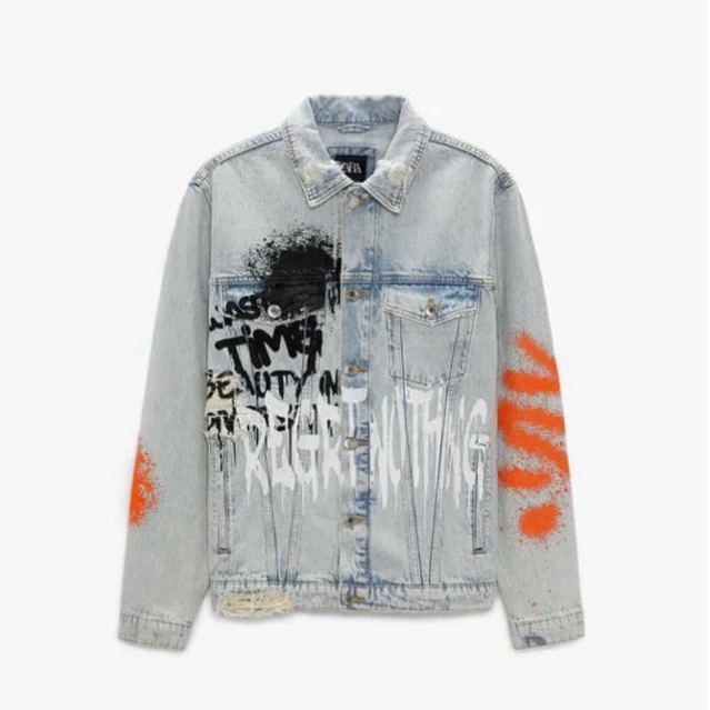 Zara Denim Jacket Graffiti Original