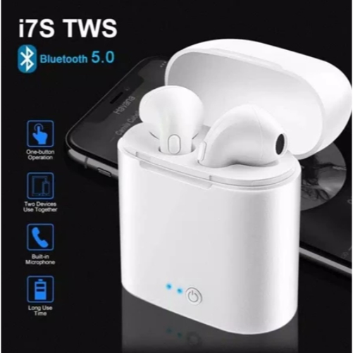 Headset Bluetooth i7S TWS 5.0 Wireless Stereo V5.0+EDR Earphone Handsfree Case Charging HBQ Twins Wi
