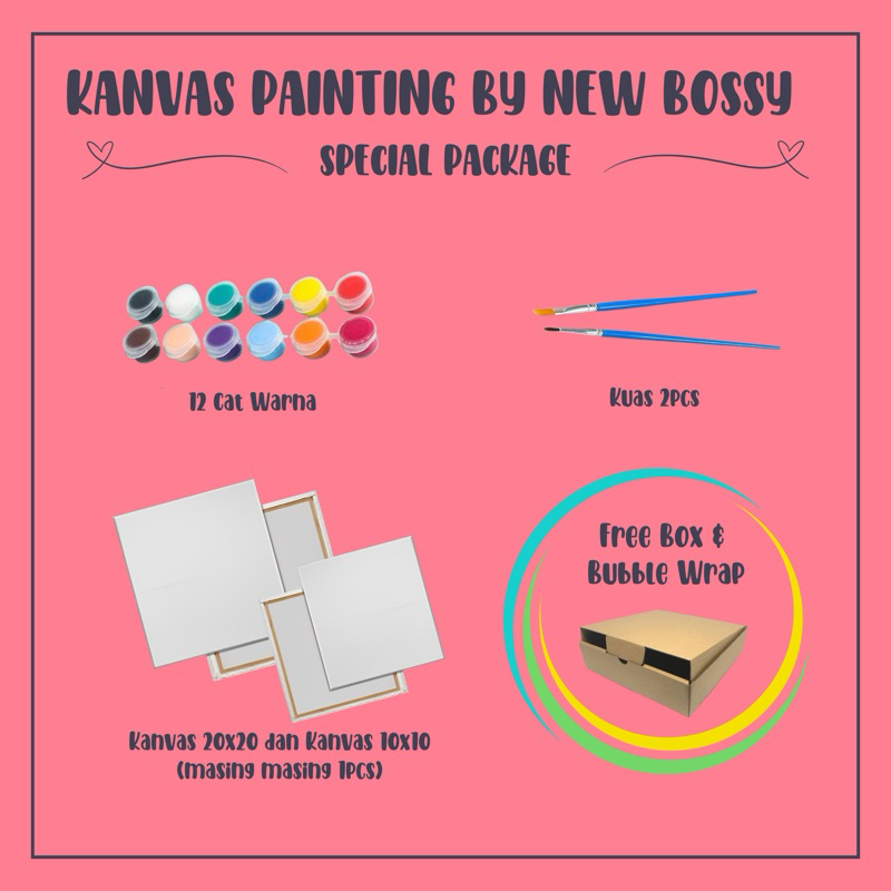 

(COD) Kanvas Painting by New Bossy ( Paket lengkap dengan 1 pcs Kanvas ukuran 10x10 cm )