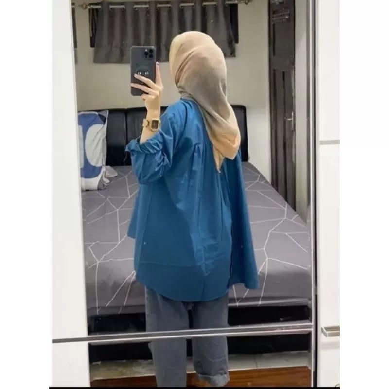 Blouse Linen Wanita - Kemeja Polos Wanita Blouse Polo Linen