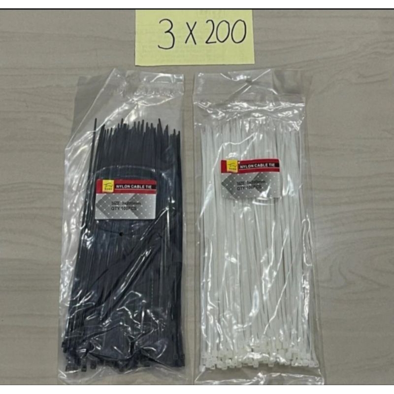 

kabel ties 200mm isi 100pcs pengikat wayar 20cm nylon cable tie 3x200