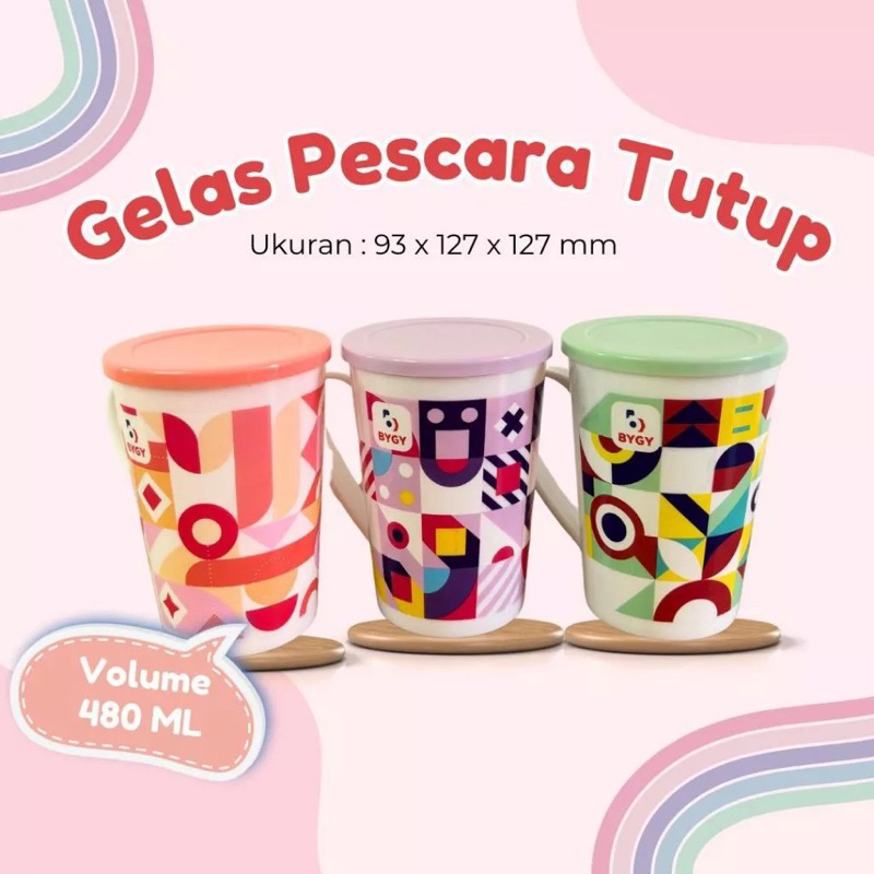 Gelas Kaca tutup Pescara / Gelas Lucu Korea 480ml / Souvenir
