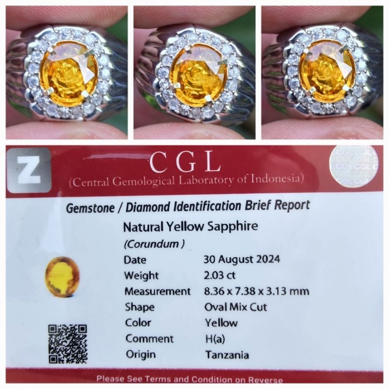 Natural Yellow Sapphire Tanzania Memo 2.03 crt