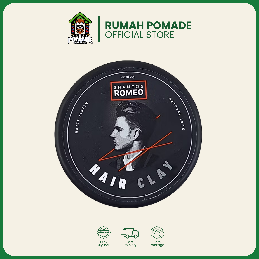 SHANTOS ROMEO HAIR CLAY POMADE - Pomade Pria BPOM 75 gr Matte Look Original