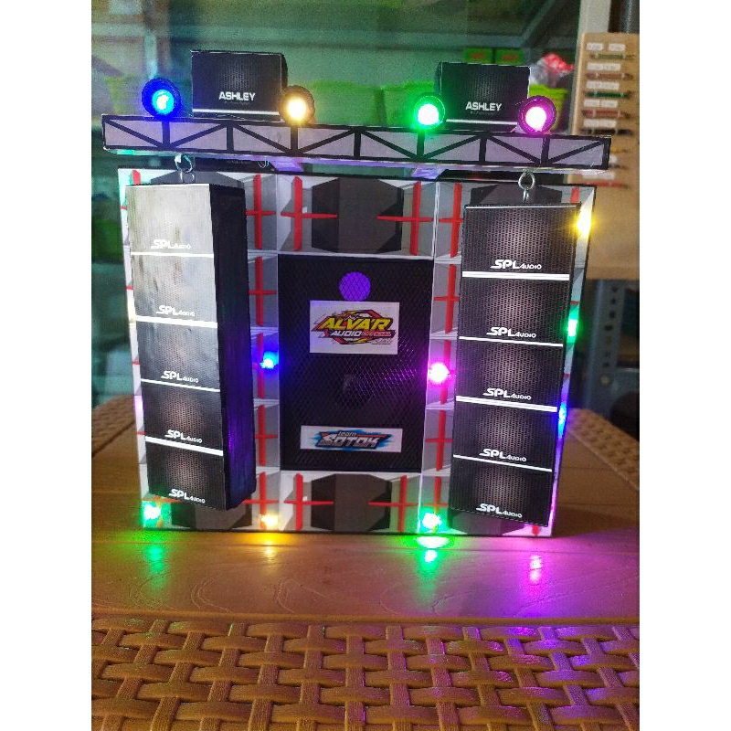 MINIATUR SOUND SYSTEM SIAP BUNYI FULL LAMPU BLUETOOTH MODEL GANTUNG ALVA'R