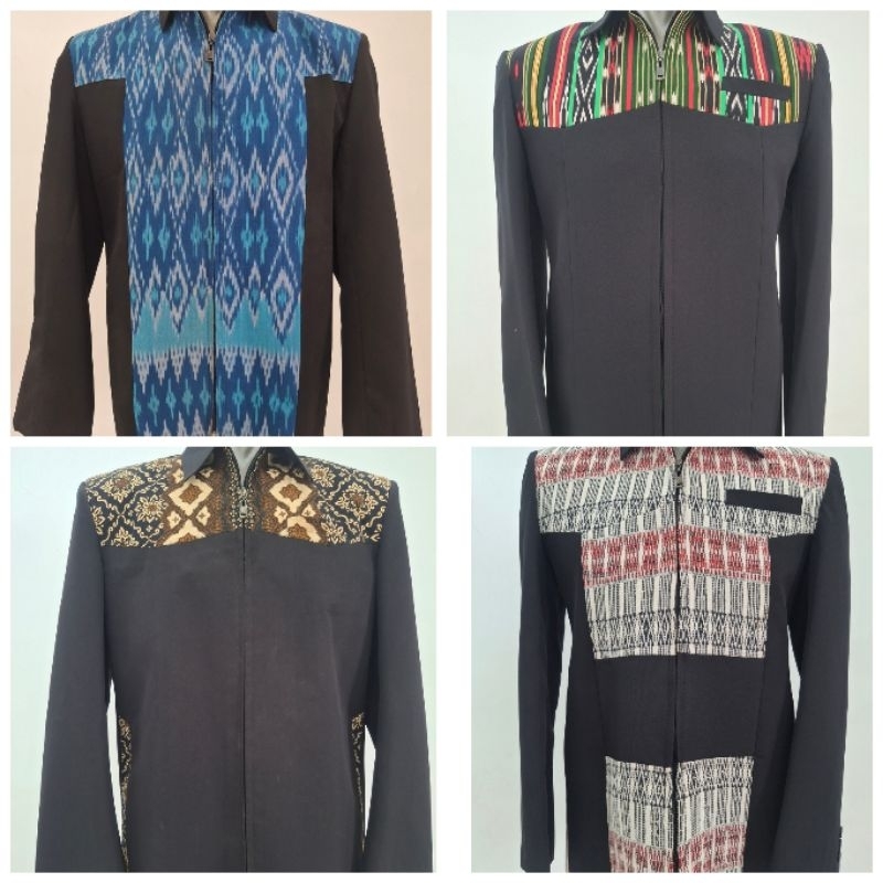 Jas Jaket motif Ulos Sumatera / jas semi jaket ulos / jasket ulos formal / jas jaket motif ulos komb