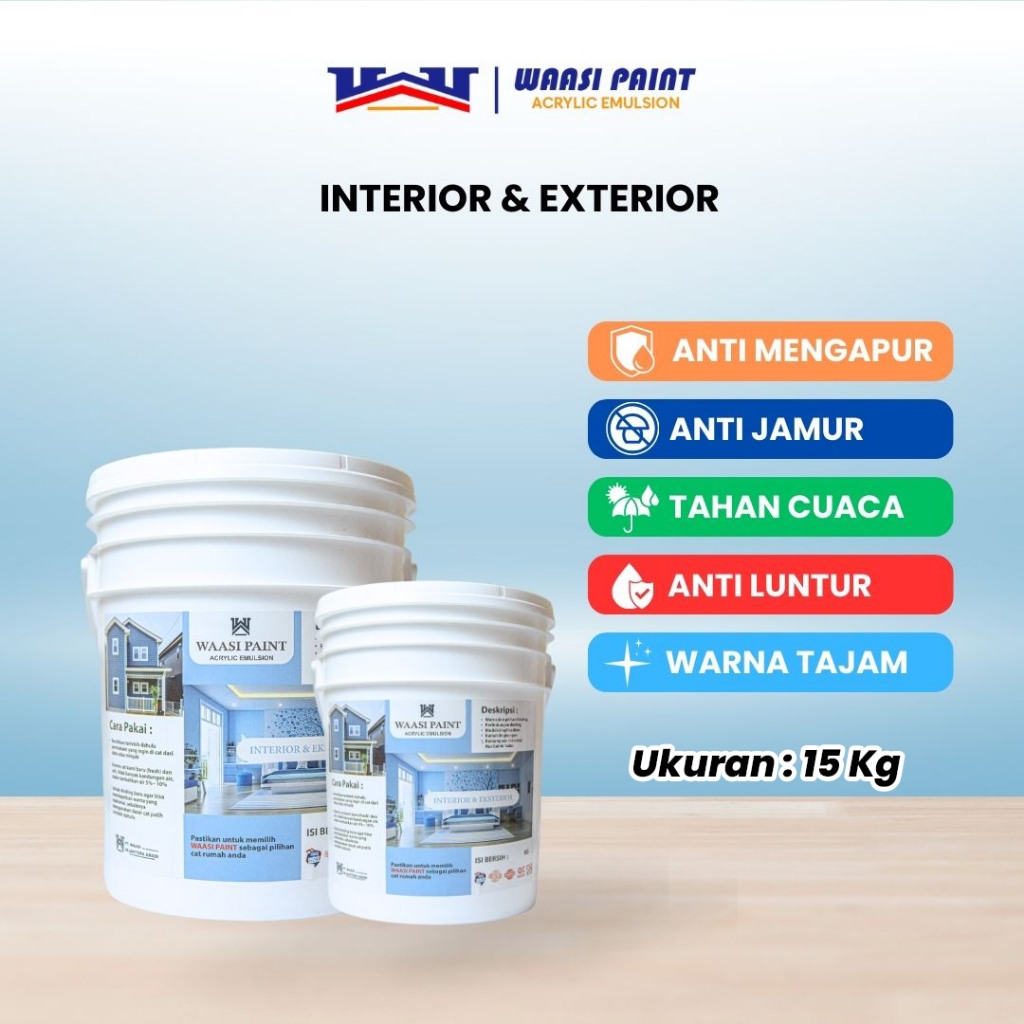 WAASI PAINT - Cat Tembok Rumah Kamar Tidur Indoor Outdoor 15Kg