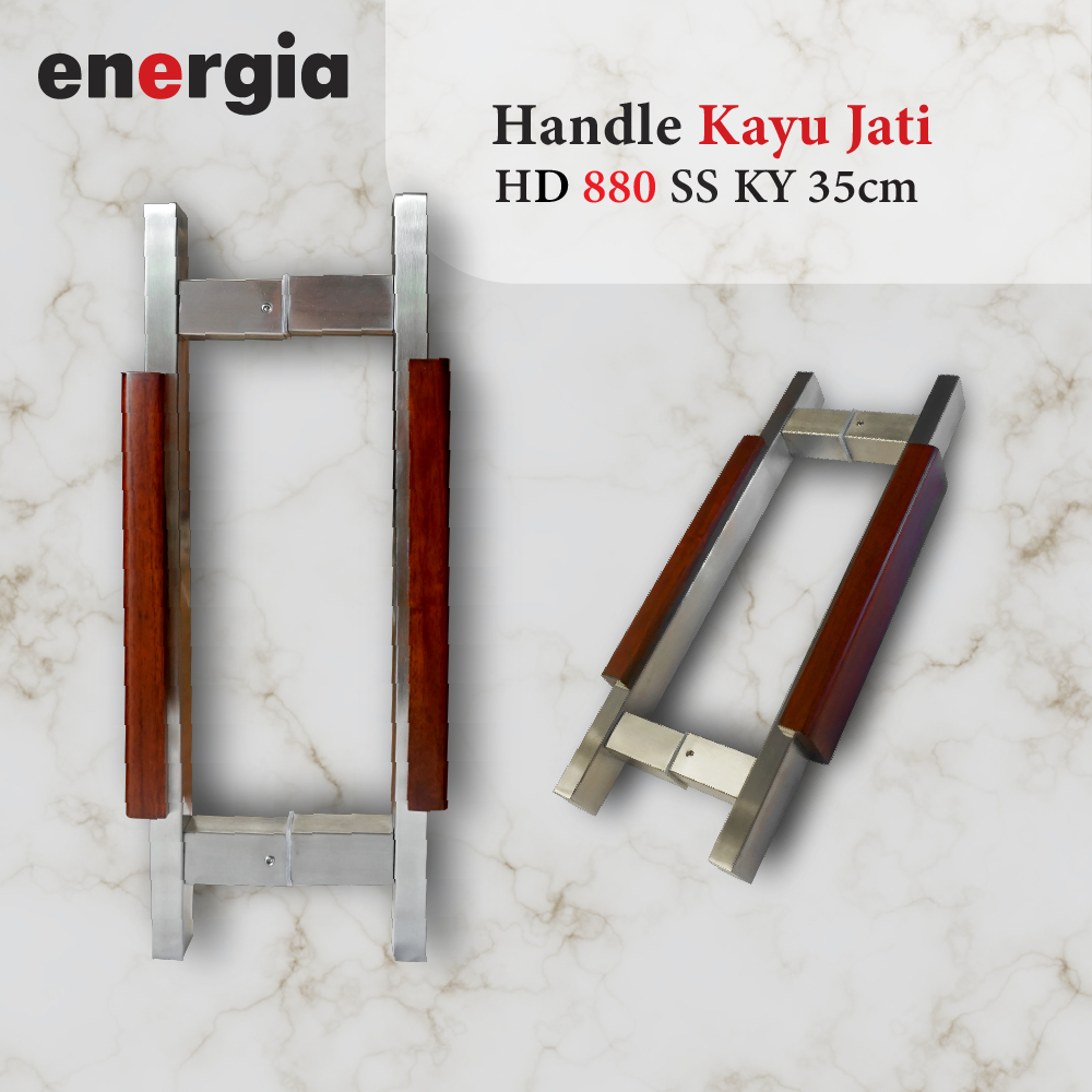 Handle Pintu Kupu Tarung Kayu Jati Dan Stainless 35cm HD 880