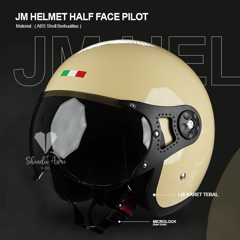 HELM PILOT ITALY MURAH JM Original LIST HITAM