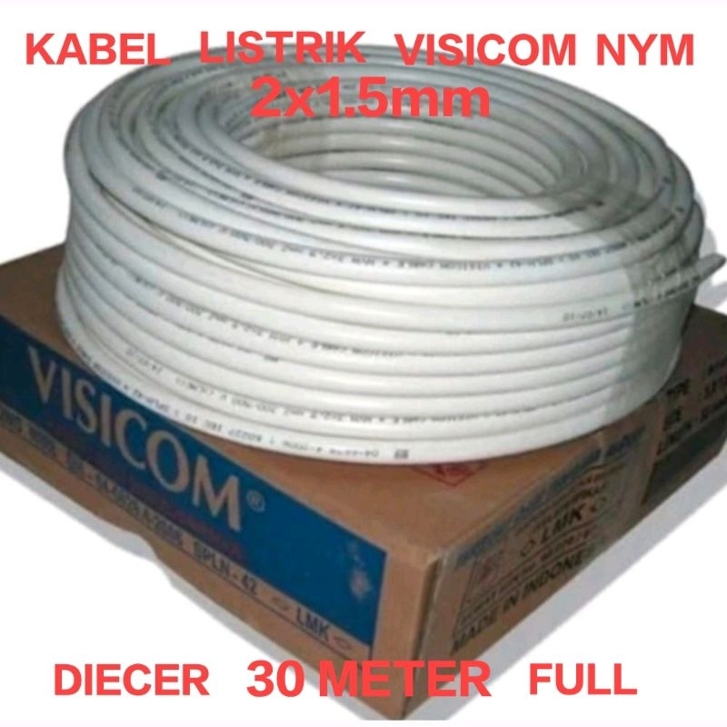 KABEL LISTRIK VISICOM NYM 2X1.5 (30 METER) ECERAN KABEL VISICOM TEMBAGA ASLI 30 METER