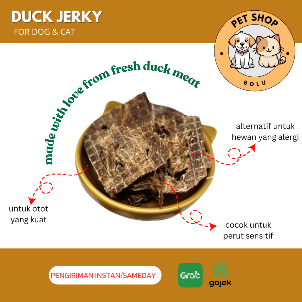 Duck Jerky Snack Hewan Anjing Kucing Homemade Bebek