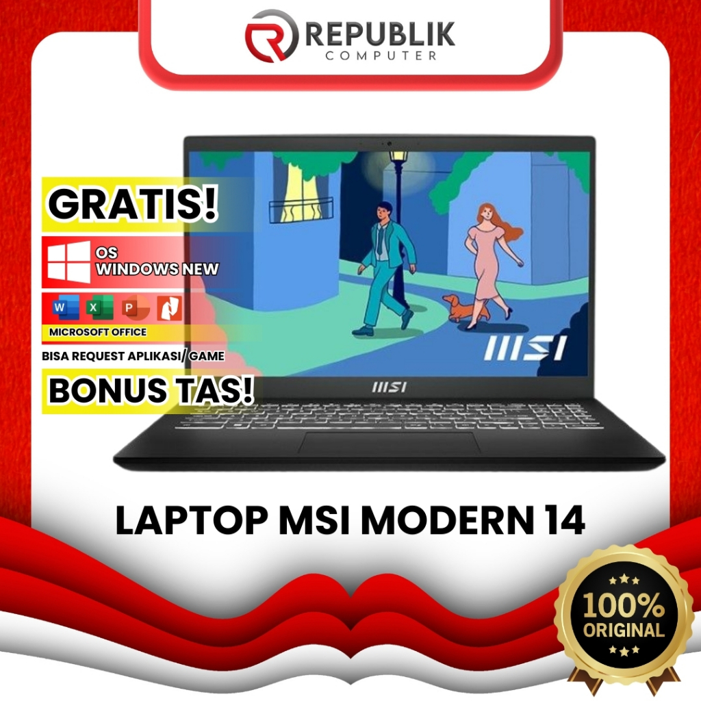 LAPTOP MSI MODERN 14 CORE I3 TERMURAH RAM BESAR