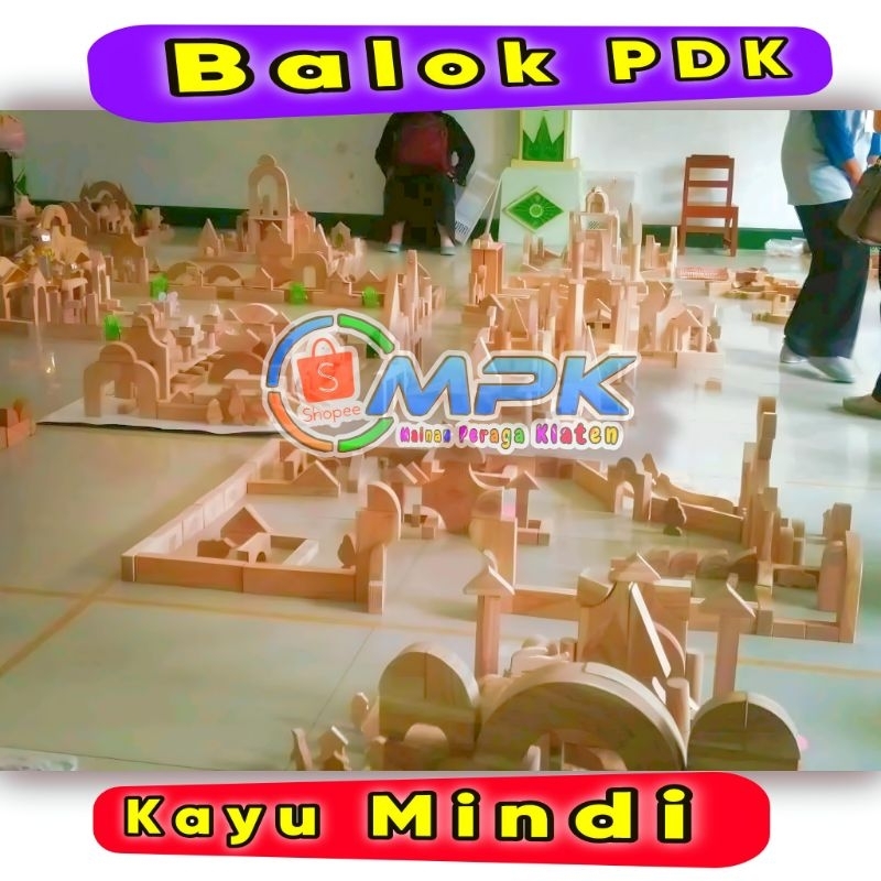 MAINAN EDUKASI BALOK PDK NATURAL KAYU MINDI JUMBO BALOK PDK NATURAL BESAR