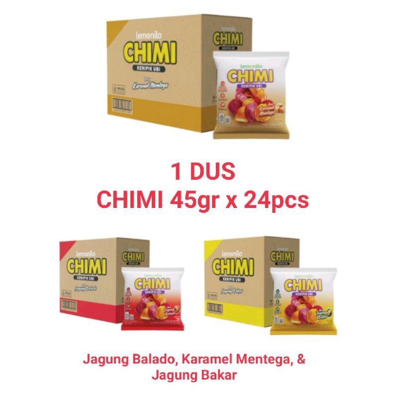 

Lemonilo CHIMI Keripik Ubi 45gr (1DUS: 24pcs) RASA JAGUNG BALADO & JAGUNG BAKAR& KARAMEL MENTEGA / Keripik Ubi Sehat / Cemilan Diet Sehat / Cemilan Sehat / Snack Sehat / Keripik Ubi Sehat / Kripik Ubi Madu / Keripik Ubi Ungu / Camilan No MSG / Gluten Free