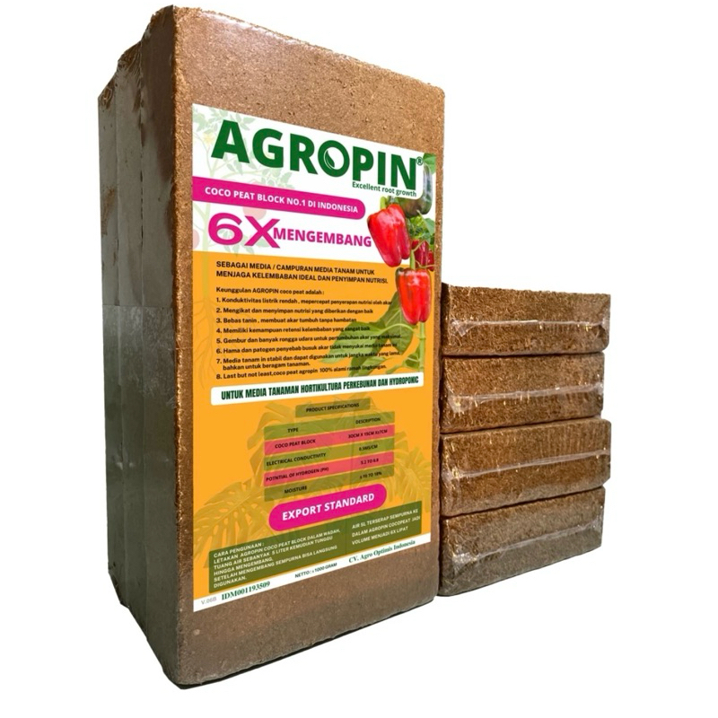 Agropin _ Cocopeat Block Media Tanam Serabut Kelapa Organik 1 KG