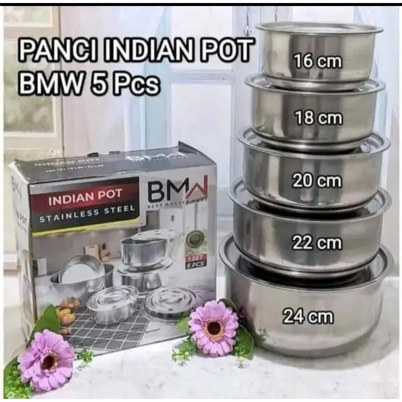 Panci Indian Pot Susun 5 / Panci Stainless 5 susun / Panci Stainless 3 susun / Panci Susun