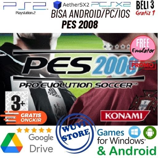 PS 2 PES 2008 | Bisa di PC / Android / IOS Plus Emulator | Beli 3 Gratis 1