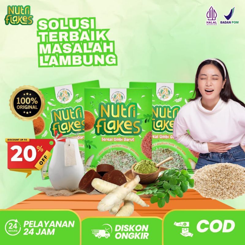 

NUTRIFLAKES - 3 Box Nutriflakes Lebih Maksimal Sembuhkan Asam Lambung, Gerd, Magh Serta Menurunkan Kolesterol dan Gula Darah