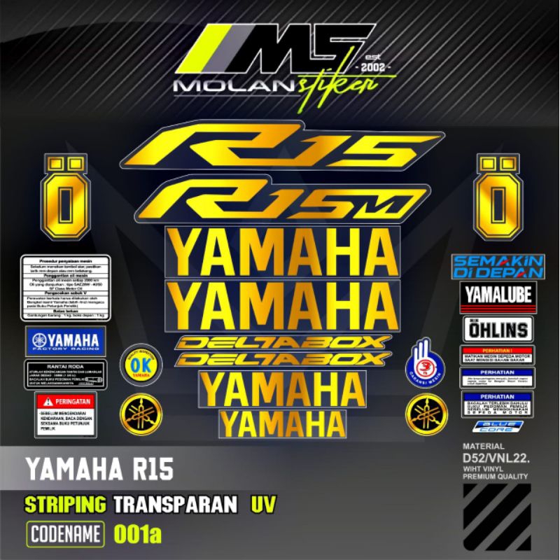 Sticker Striping Variasi Transparan Uv Yzf R15 V4 R15M All New Yamaha R15 V4 R15 V3 R15 V2 R15 Old S