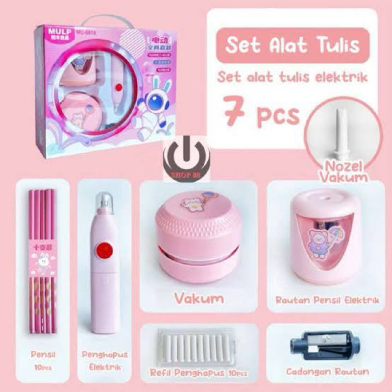 

Alat Tulis / Elektrik Rautan Vacum Penghapus Vacuum Pensil Anak Alat Perkakas Belajar Anak Kado Electric Stationery Set