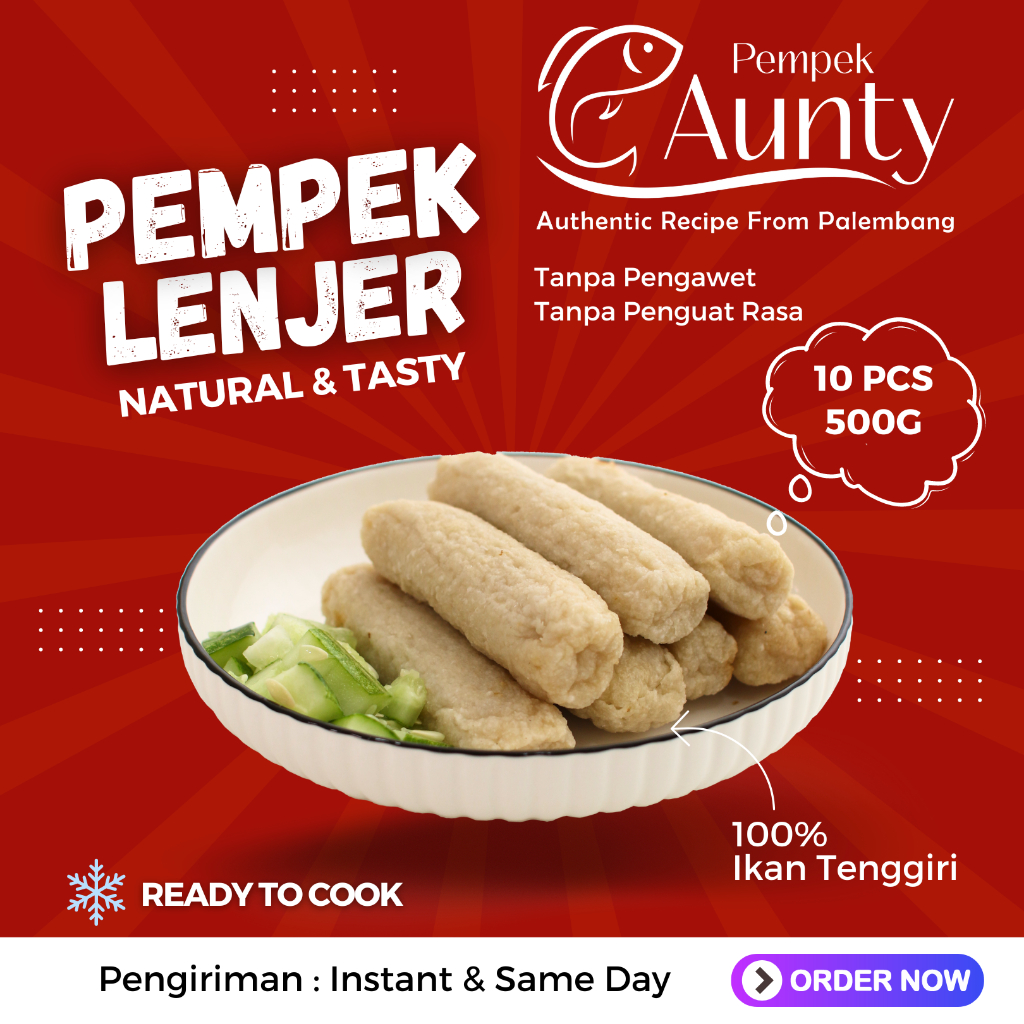 

PEMPEK AUNTY ASLI PALEMBANG - PEMPEK LENJER Isi 1O Pcs (FROZEN)
