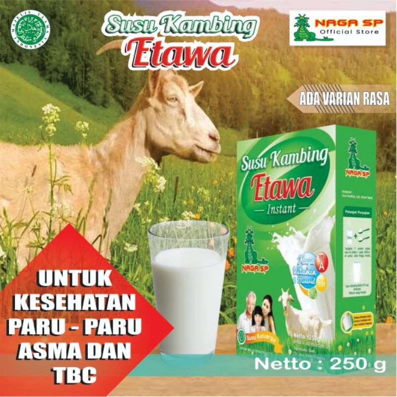 

Susu Kambing Etawa Bubuk Murni Naga SP 250g untuk kesehatan paru-paru asma TBC