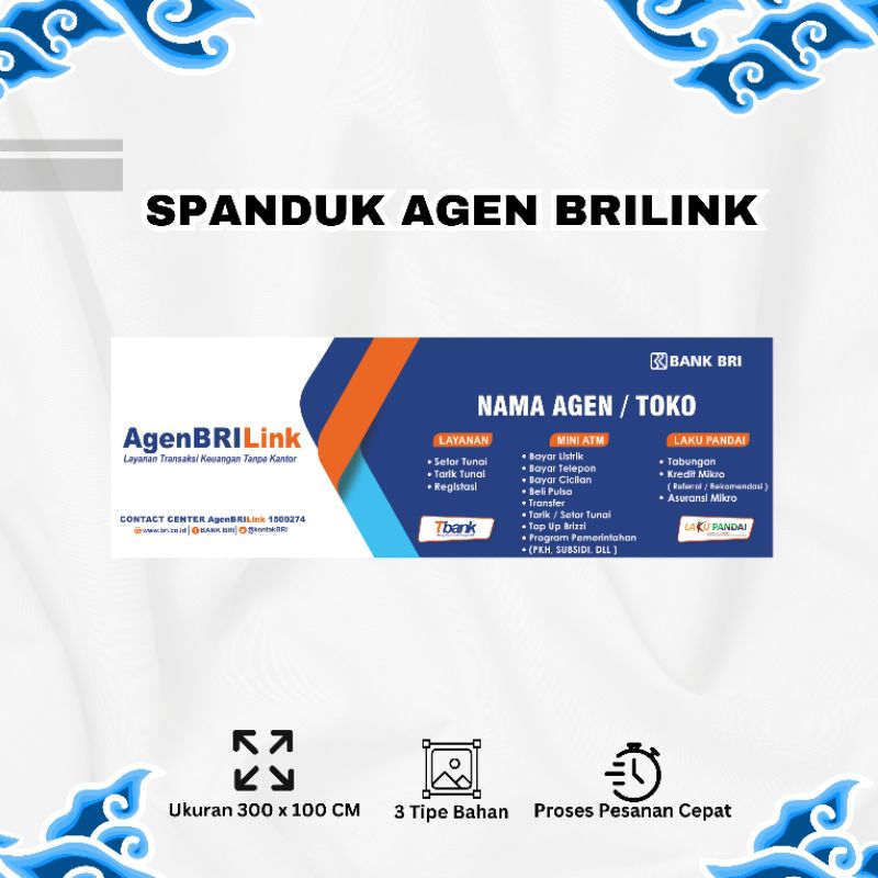 Cetak Spanduk Banner Brilink Costume Desain Ukuran 300 x 100 CM