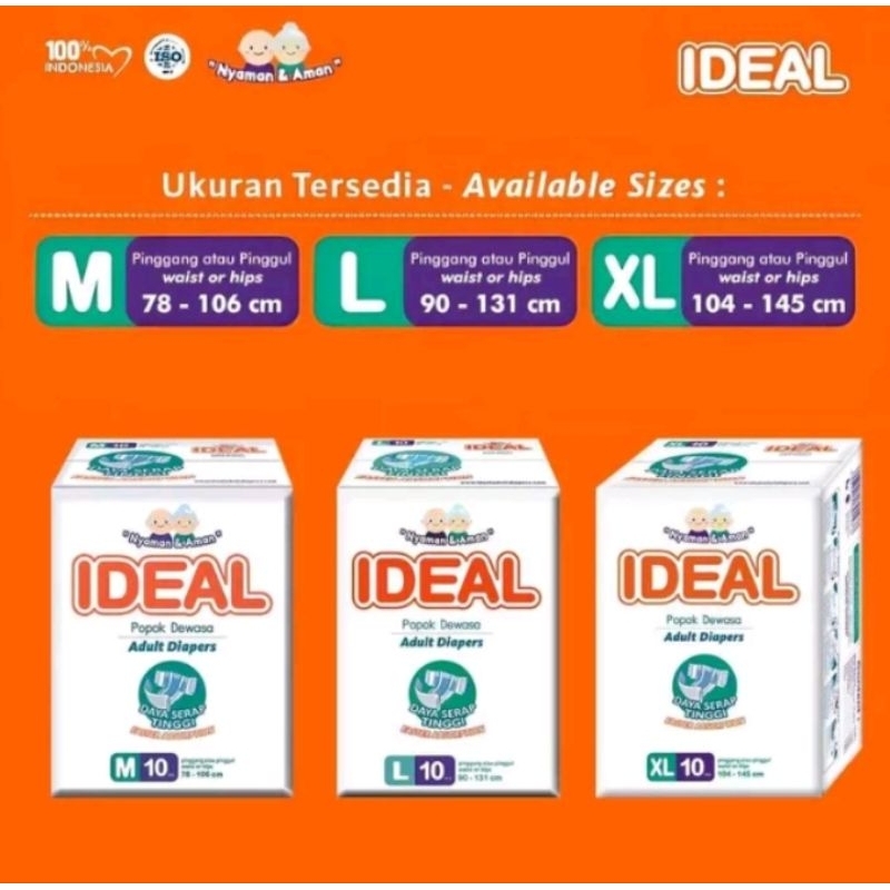 IDEAL POPOK DEWASA ADULT DIAPERS IDEAL PEREKAT