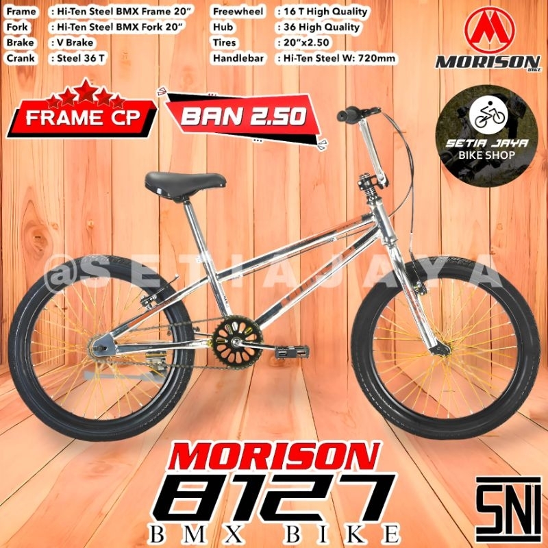 Sepeda Anak BMX 20 Inch MORISON 8127 Steel Frame Chrome CP Rem V-Brake Ban 2.50 New