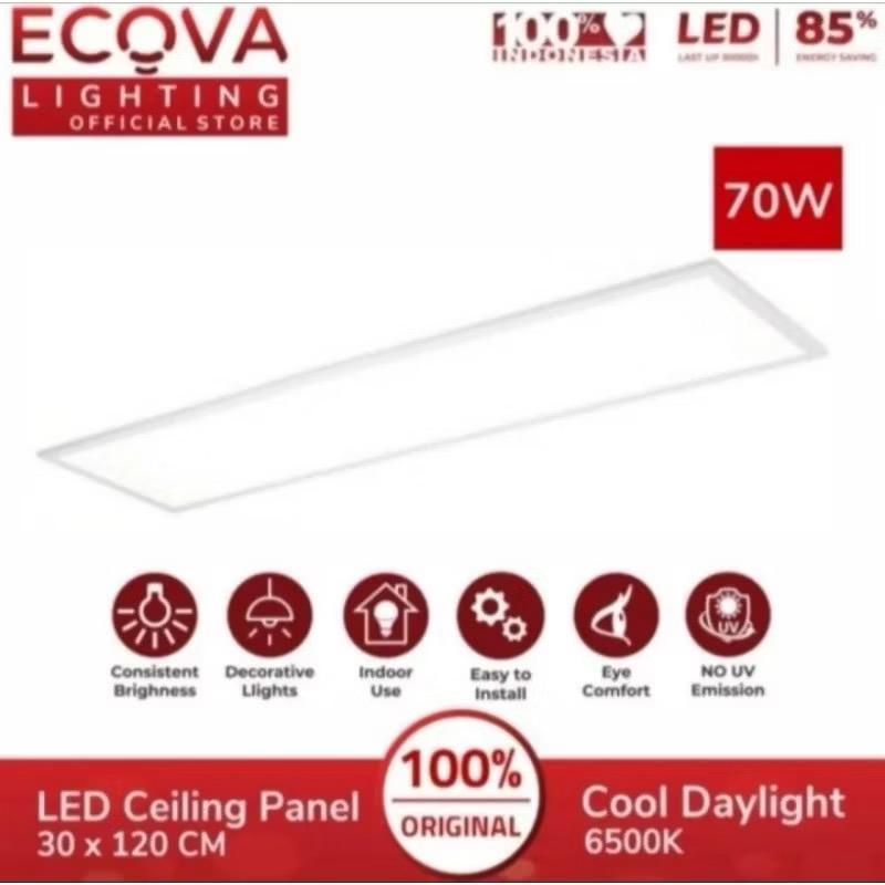 ECOVA - Lampu DL Down Light Panel 70w 60x60 Cm / 35W 30x30 Cm / 70W 30x120 Cm - Lampu Ceiling Plafon