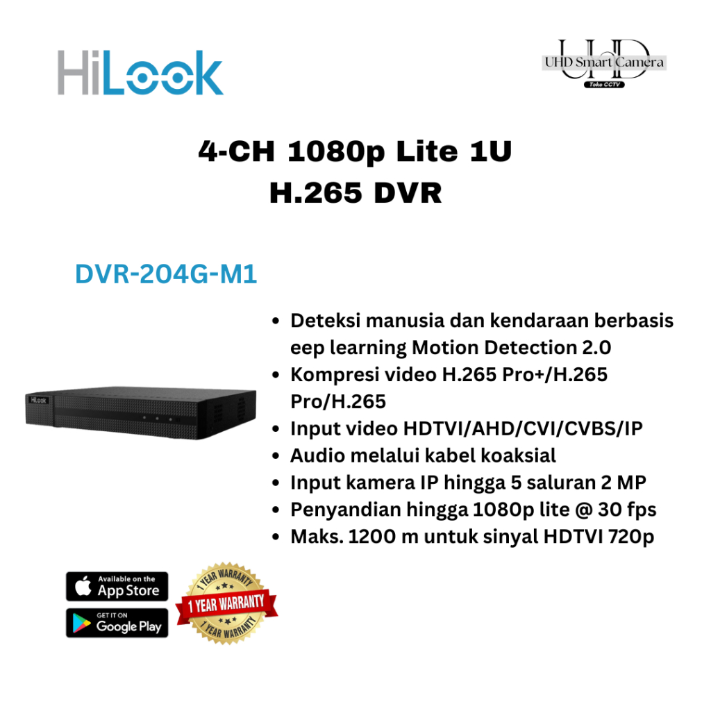 Hilook - Dvr 4 Channel DVR-204G-M1Support Audio/Dvr Camera Cctv Analog