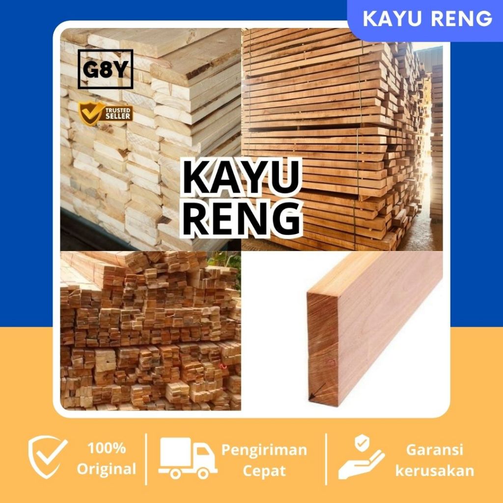 Kayu Reng Lebar 5 cm Tebal 2 cm / Kayu Sengon Merah  Panjang 1,5 meter & 3 meter