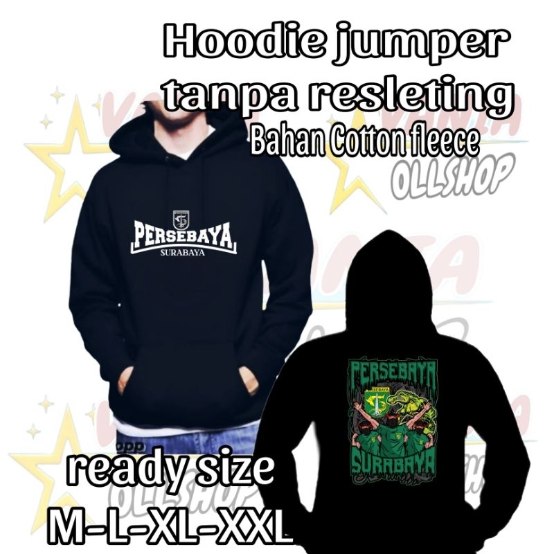 Hoodie jumper tanpa retsleting Persebaya Surabaya sablon DTF