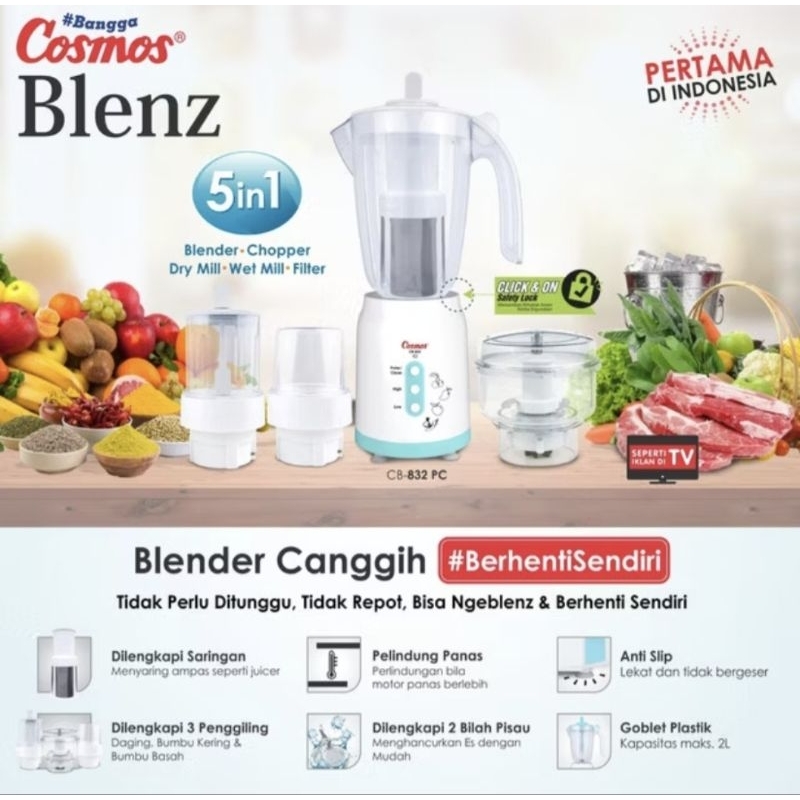 COSMOS BLENZ CB832 CB802 / BLENDER COSMOS 1,2 LITER / COSMOS BLENDER PLASTIK / BLENDER COSMOS 4IN1 /